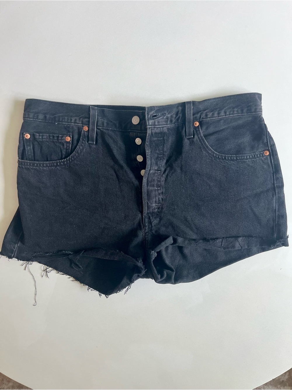 Levi's 501 Black Denim Cutoff Shorts, Size 34